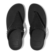 FitFlop Sandalias Femenino Lulu Rubber-Stud Leather Toe-Post Sandals Black