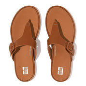 FitFlop Sandalias Femenino Gracie Rubber-Buckle Leather Toe-Post Sandals Light Tan