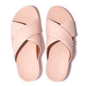 FitFlop Sandalias Femenino Lulu Rubber-Stud Leather Cross Slides Pink Salt