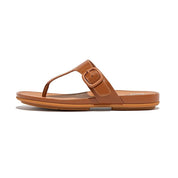 FitFlop Sandalias Femenino Gracie Rubber-Buckle Leather Toe-Post Sandals Light Tan