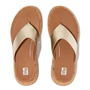 FitFlop Sandalias Femenino F-Mode Leather/Cork Flatform Toe-Post Sandals Platino