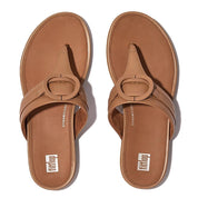 FitFlop Sandalias Femenino Gracie Rubber-Circlet Leather Toe-Post Sandals Latte Tan