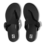 FitFlop Sandalias Femenino Gracie Rubber-Buckle Leather Toe-Post Sandals All Black