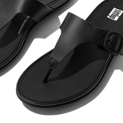 FitFlop Sandalias Femenino Gracie Rubber-Buckle Leather Toe-Post Sandals All Black