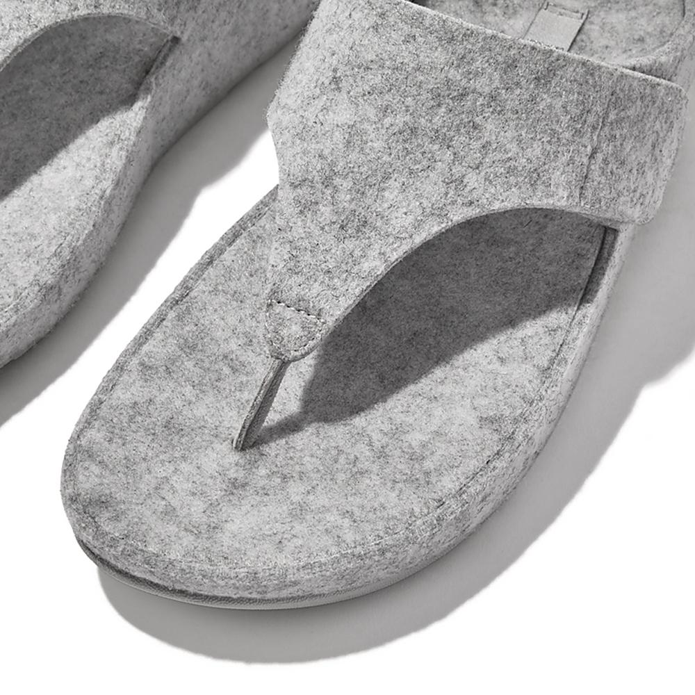 FitFlop Sandalias Femenino Shuv E01 Adjustable Felt Toe-Post Sandals Tiptoe Grey