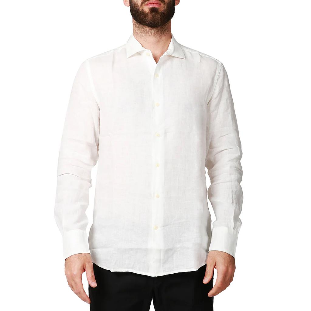 MC2 Camisas Mangas Largas Masculino Moda Pamplona Linen 01 White