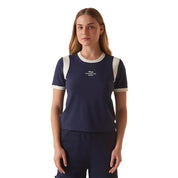 Fila Remeras Femenino Moda Blouse Ribbed Letter Retro Navy
