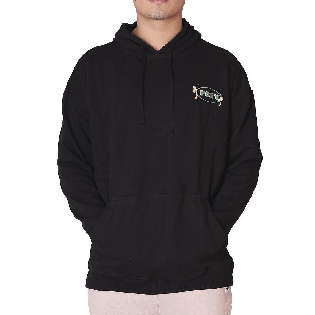 HOMN011-1 PONY PRENDAS CANGUROS MASCULINO MODA PRESS BUTTON BOXY FIT BLACK