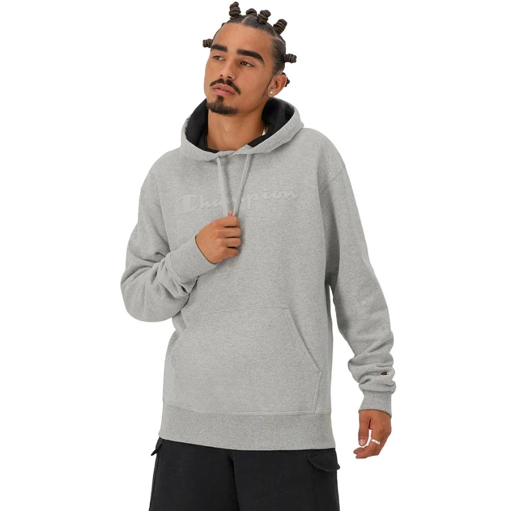 GF89H586YAB-1IC CHAMPION PRENDAS CANGUROS MASCULINO MODA POWERBLEND GRAPHIC HOODIE OXFORD GRAY