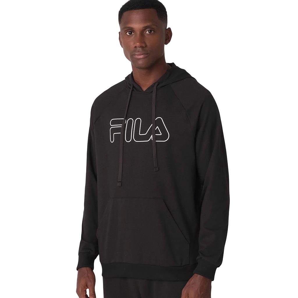 F11L00871-312 FILA PRENDAS CANGUROS MASCULINO MODA HOODY LETTER OUTLINE LIGHT BLACK/WHITE