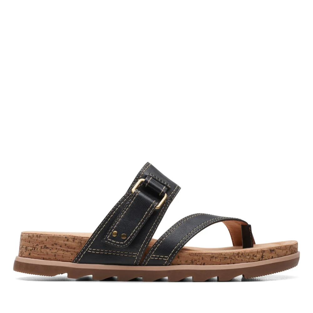 Clarks Sandalias Femenino Yacht Beach Black Leather
