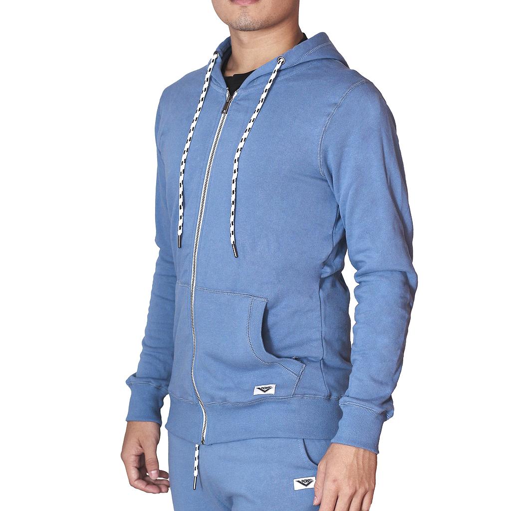 3-HOODIE-8 PONY PRENDAS CANGUROS MASCULINO MODA ZIPPER BLUE