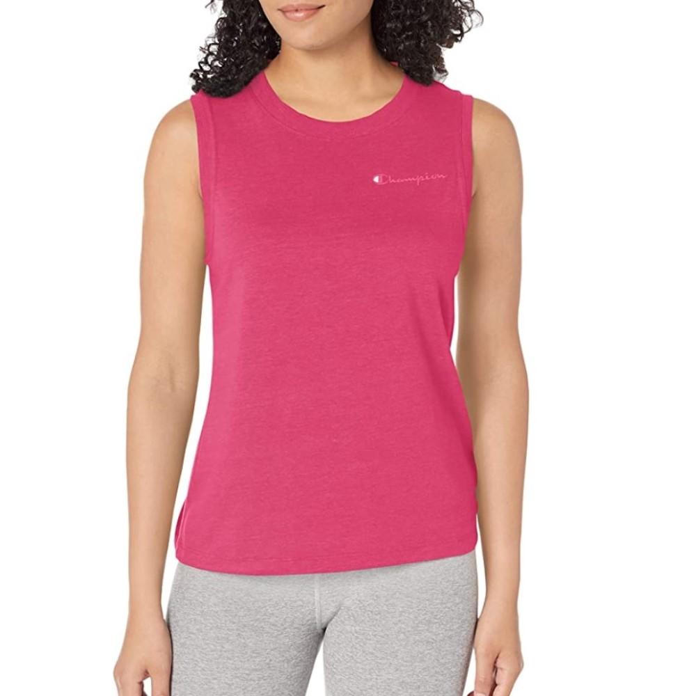 Champion Tank Femenino Powerblend Muscle Tank Graphic Pinky Peach/Inari Cross Dye