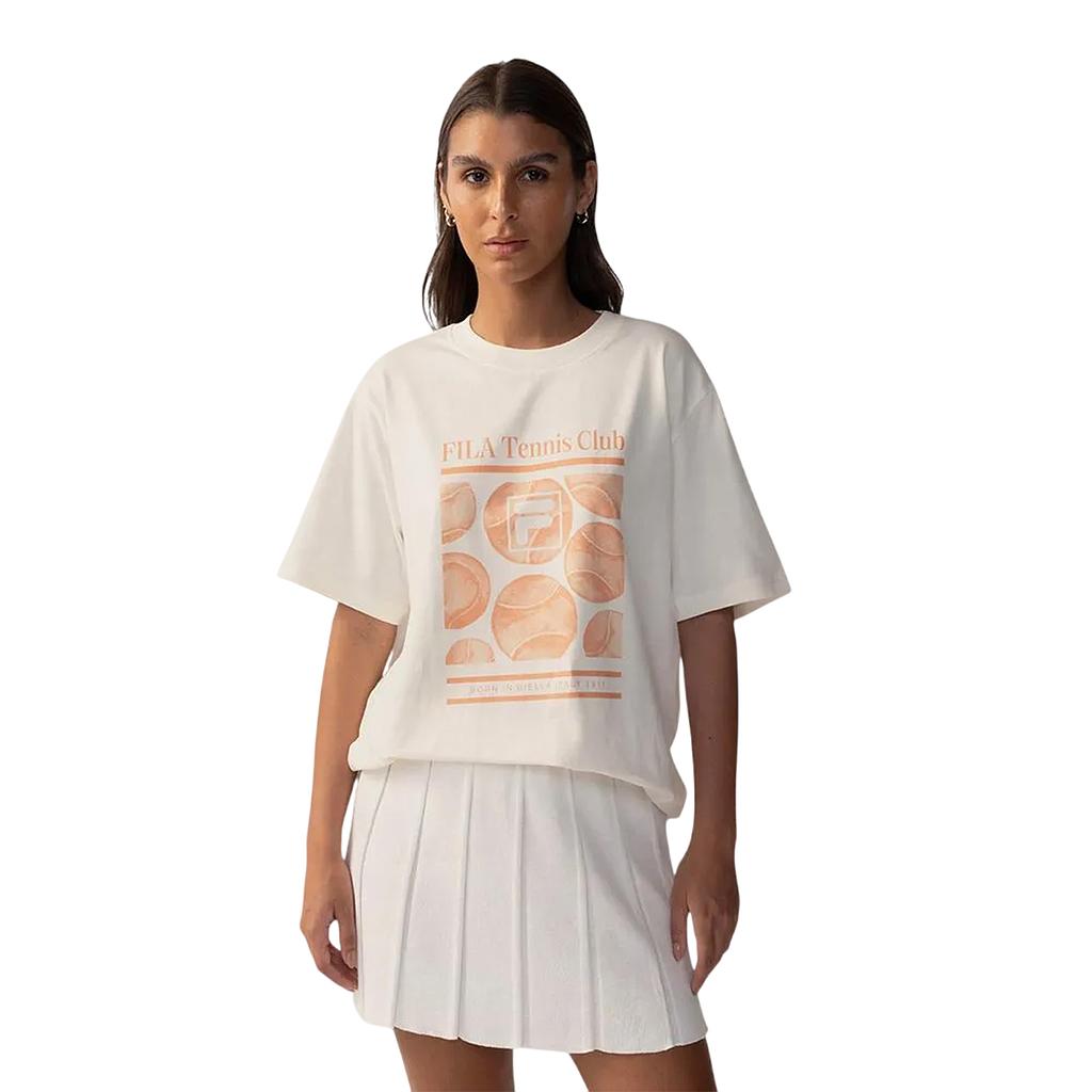 Fila Remeras Femenino Moda Oversized Letter Graphic Off White Gardenia