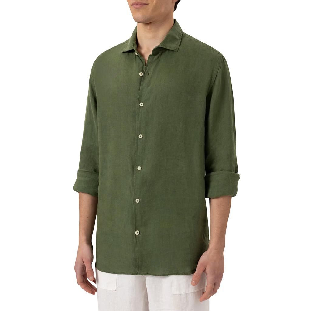 MC2 Camisas Mangas Largas Masculino Moda Pamplona Linen 52 Military