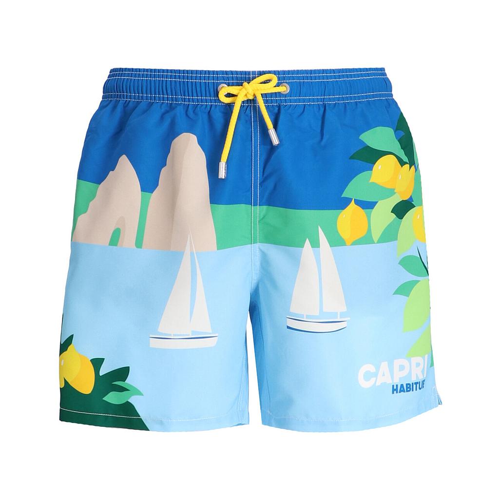MC2 Shorts Masculino Moda Gustavia Placed Print Capri Postcard 17
