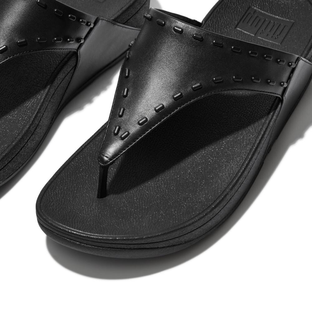 FitFlop Sandalias Femenino Lulu Rubber-Stud Leather Toe-Post Sandals Black